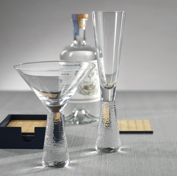 Livogno Martini Glass on Hammered Stem-Blue Hand Home