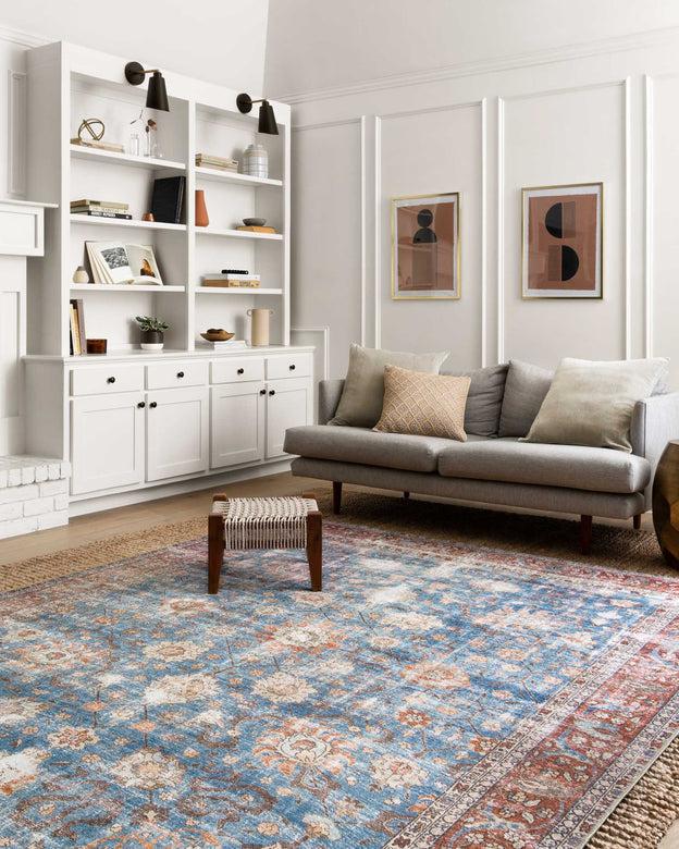 Loloi Rugs Loren Collection - LQ-01 Blue/Brick-Loloi Rugs-Blue Hand Home