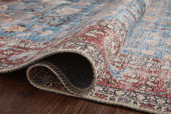 Loloi Rugs Loren Collection - LQ-01 Blue/Brick-Loloi Rugs-Blue Hand Home