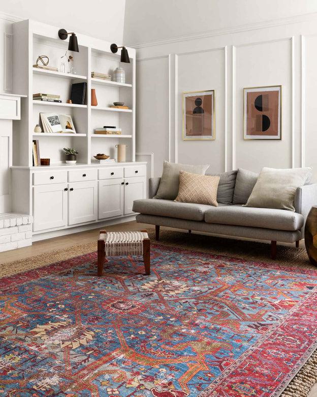 Loloi Rugs Loren Collection - LQ-10 Blue/Red-Loloi Rugs-Blue Hand Home