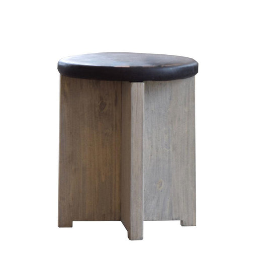 Concrete And Elm Side Table-Organic Restoration-Blue Hand Home