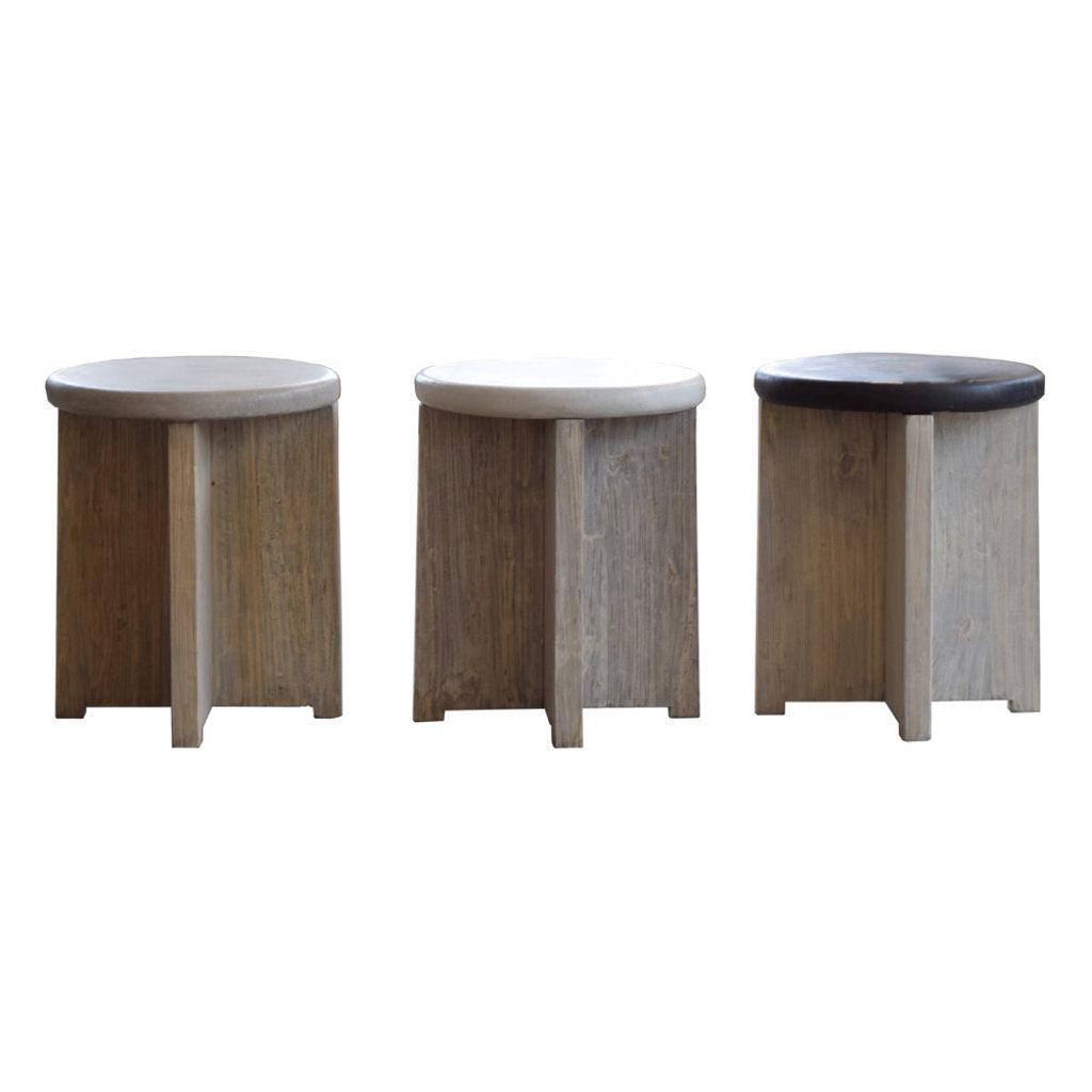 Concrete And Elm Side Table-Organic Restoration-Blue Hand Home