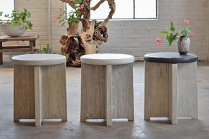 Concrete And Elm Side Table-Organic Restoration-Blue Hand Home