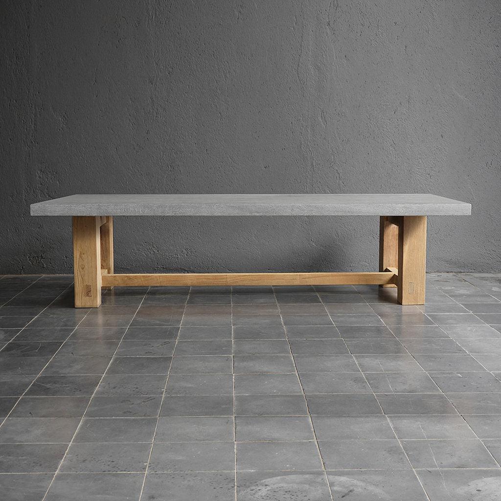 Outdoor Cocktail Table (teak + Concrete)-Organic Restoration-Blue Hand Home