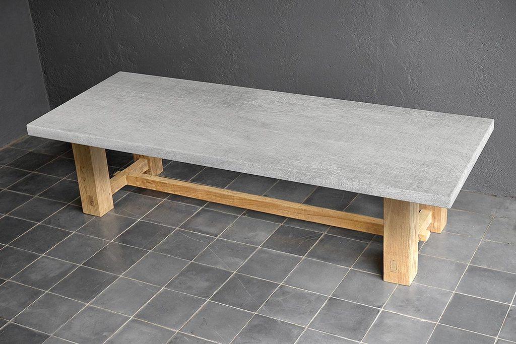 Outdoor Cocktail Table (teak + Concrete)-Organic Restoration-Blue Hand Home