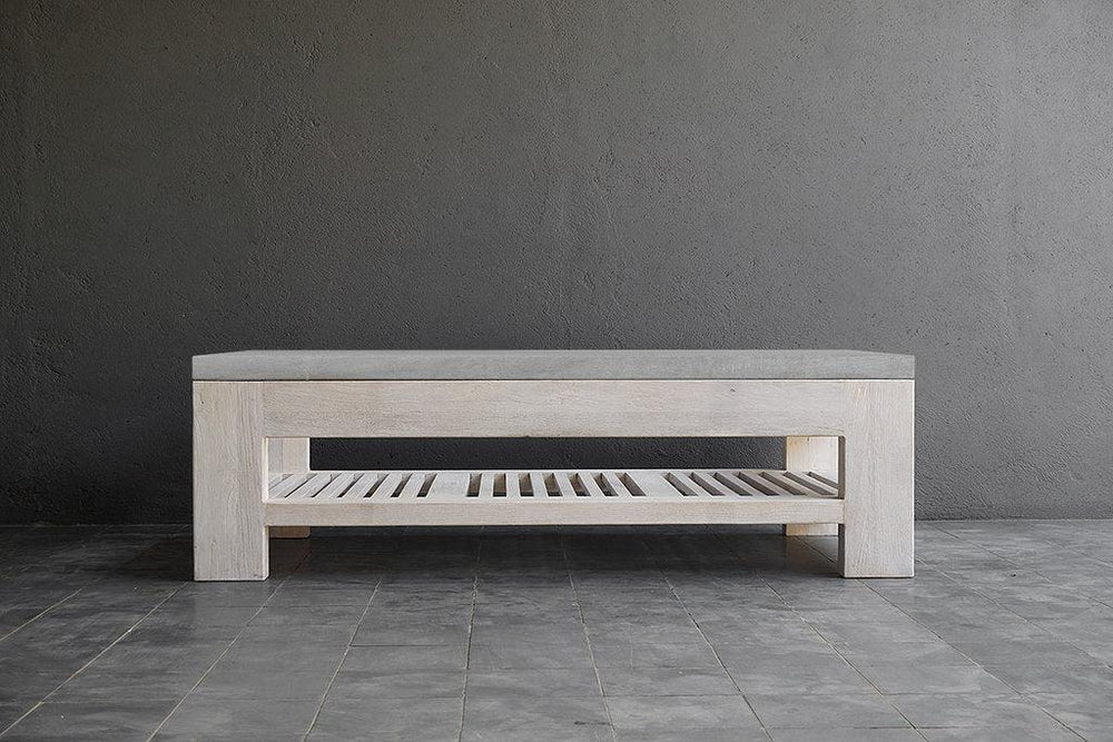 Concrete & Reclaimed Teak Cocktail Table-Organic Restoration-Blue Hand Home