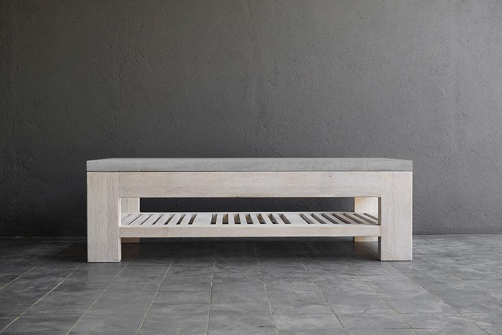 Concrete & Reclaimed Teak Cocktail Table-Organic Restoration-Blue Hand Home