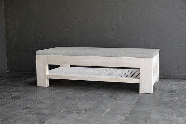Concrete & Reclaimed Teak Cocktail Table-Organic Restoration-Blue Hand Home