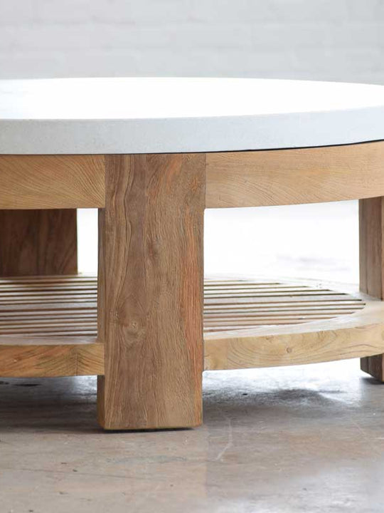 Concrete & Reclaimed Teak Cocktail Table