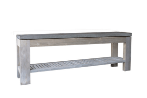 Concrete & Reclaimed Teak Console-Organic Restoration-Blue Hand Home