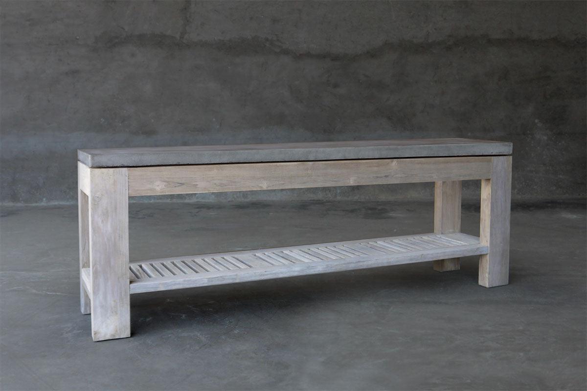 Concrete & Reclaimed Teak Console-Organic Restoration-Blue Hand Home