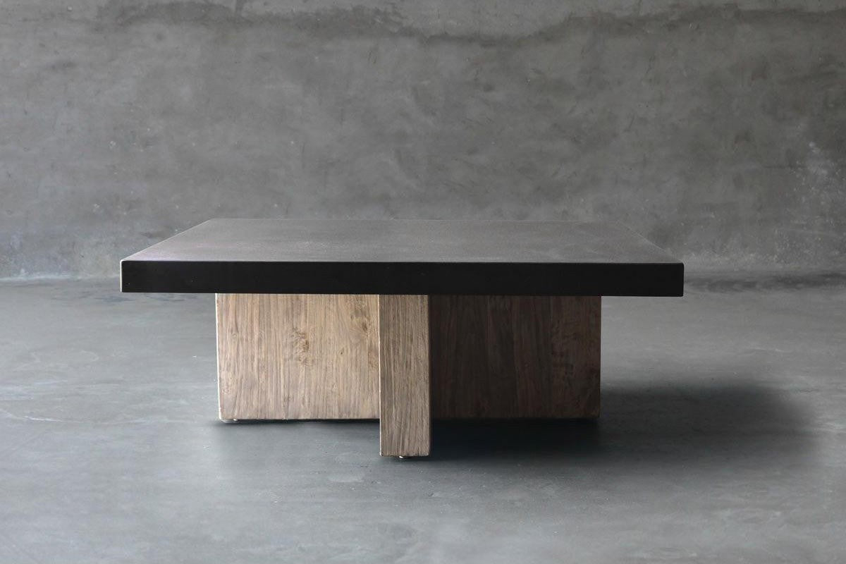 Concrete Top with Reclaimed Elm "T" Base-Organic Restoration-Blue Hand Home