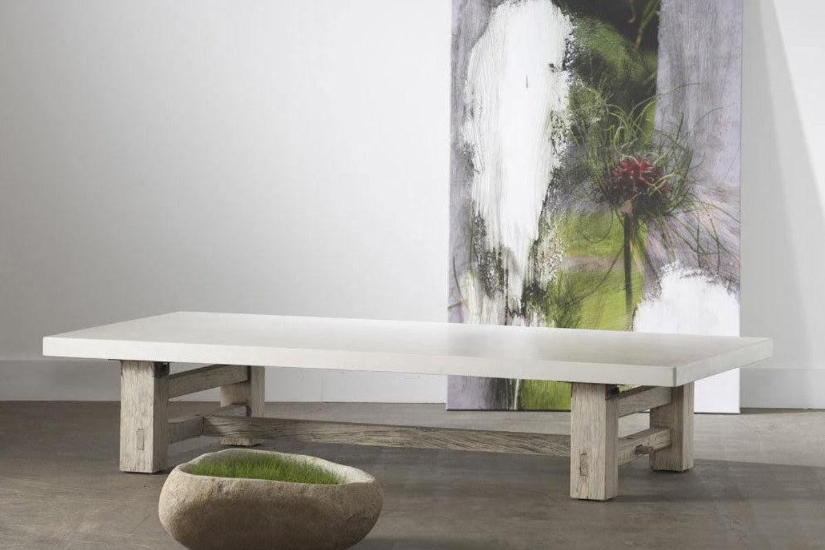 Reclaimed Elm Cocktail Table with Concrete Top Shop and Earn Points