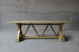Reclaimed Timber Trestle Table with Concrete Top-Organic Restoration-Blue Hand Home
