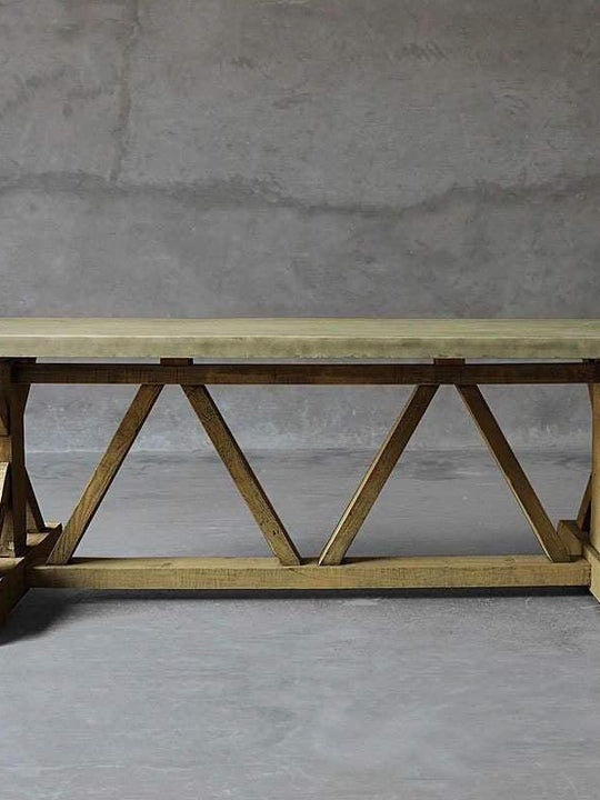 Reclaimed Timber Trestle Table with Concrete Top - Large