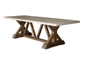 Reclaimed Timber Trestle Table with Concrete Top-Organic Restoration-Blue Hand Home