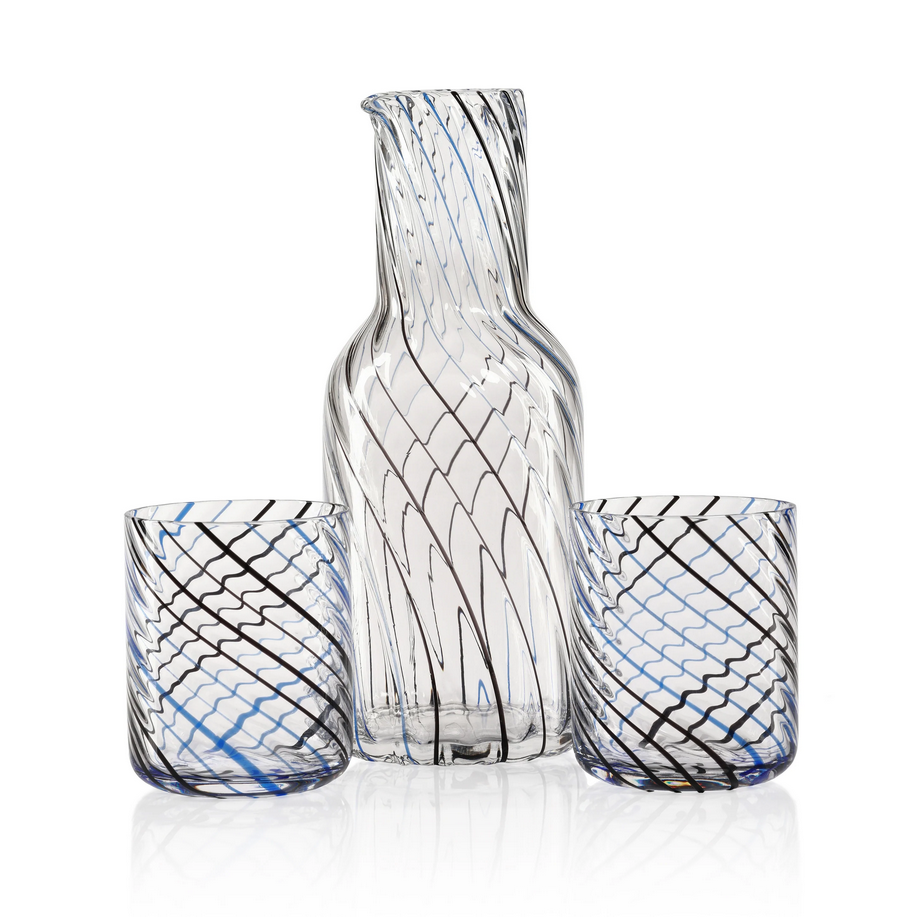 Marina Swirl Carafe-Blue Hand Home