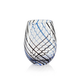 Marina Swirl Stemless All Purpose Drinking Glass - Black & Blue-Blue Hand Home