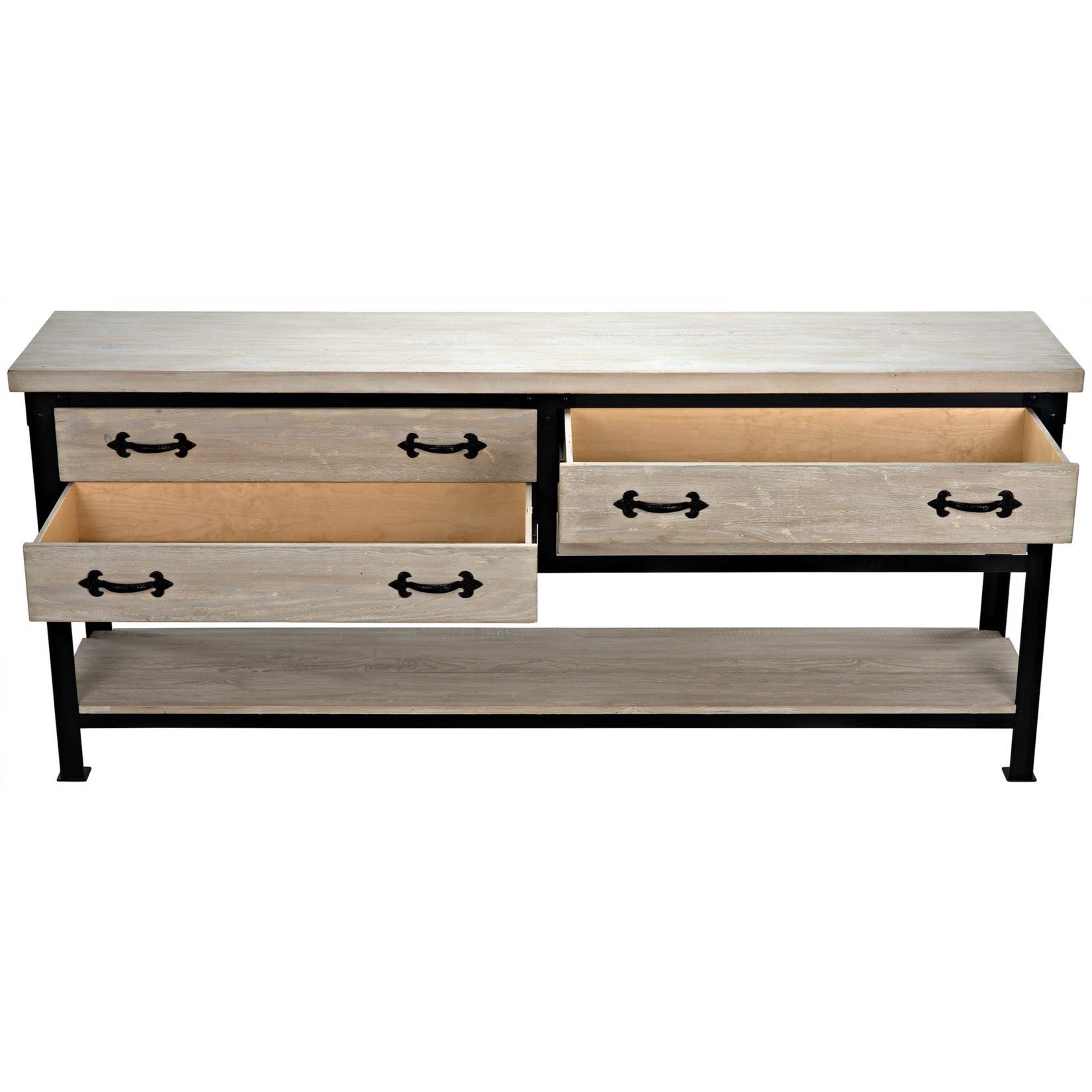 Steel console w/ RL top & drawers, shelf-CFC Furniture-Blue Hand Home