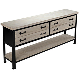 Steel console w/ RL top & drawers, shelf-CFC Furniture-Blue Hand Home