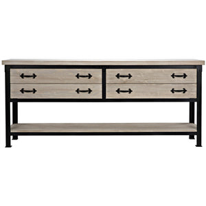 Steel console w/ RL top & drawers, shelf-CFC Furniture-Blue Hand Home