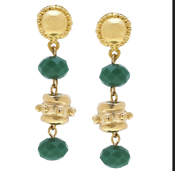 Milly Tier Earrings - Green-Susan Shaw Jewelry-Blue Hand Home