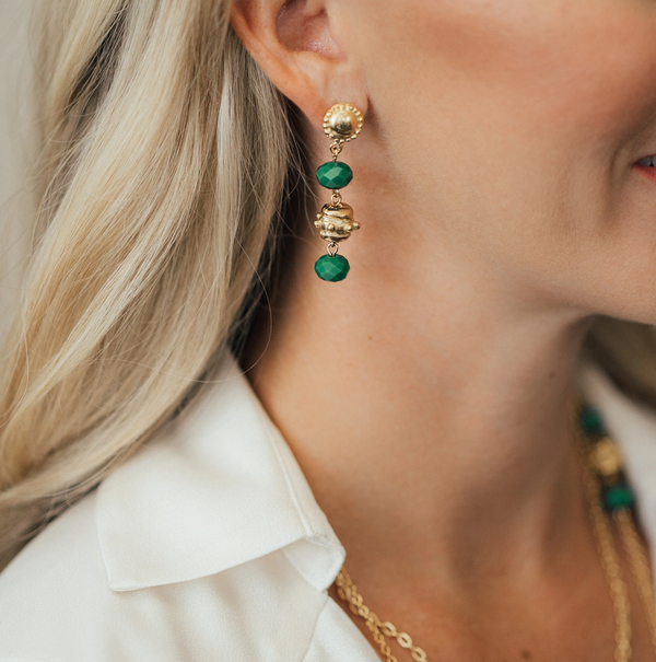 Milly Tier Earrings - Green-Susan Shaw Jewelry-Blue Hand Home