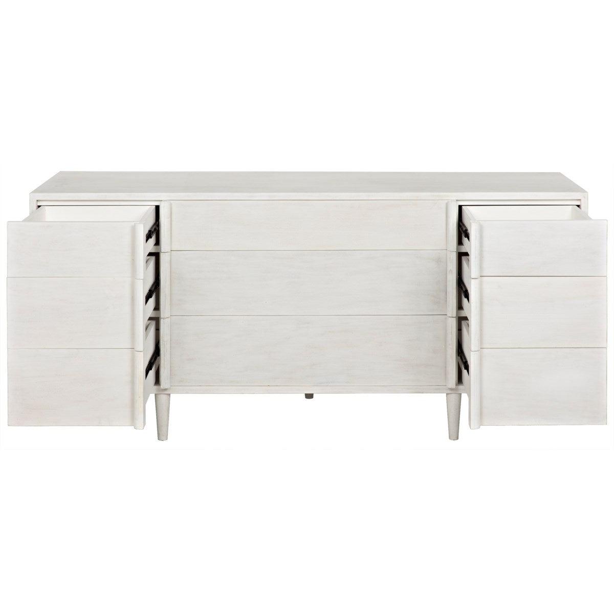 Noir Morten 9 Drawer Dresser, White Wash-Noir Furniture-Blue Hand Home