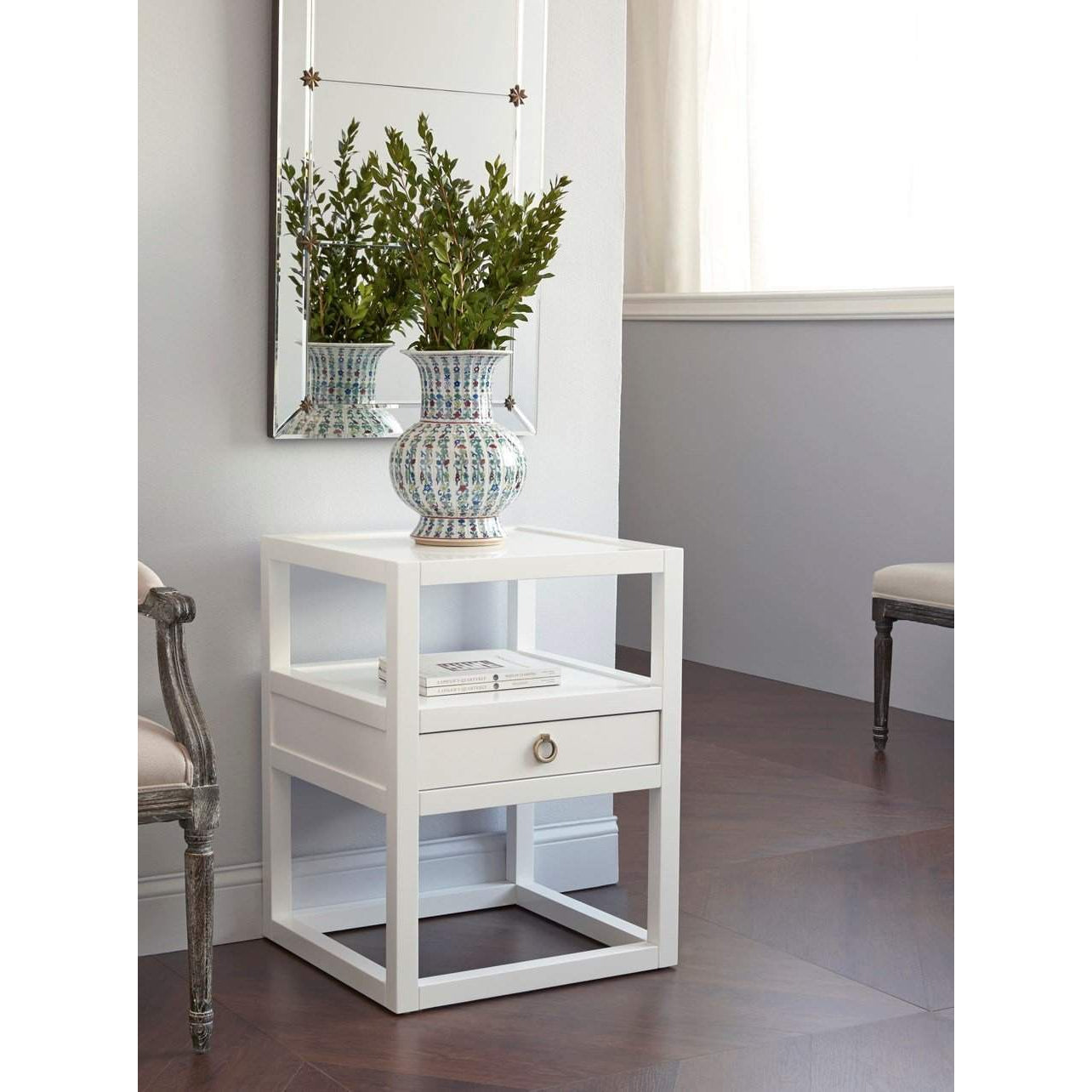 Villa & House - Newport 1-Drawer Side Table In White-Bungalow 5-Blue Hand Home
