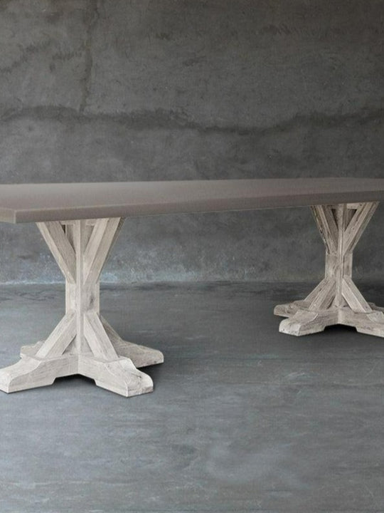 Long Concrete Top Dining Table - R Base