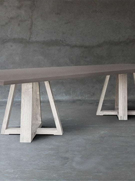 Concrete Top Dining Table - Double X Base