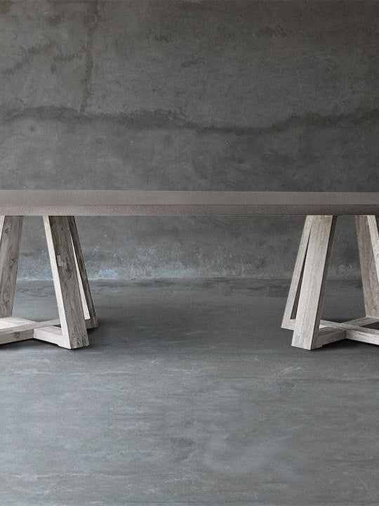 Concrete Top Dining Table - Double X Base
