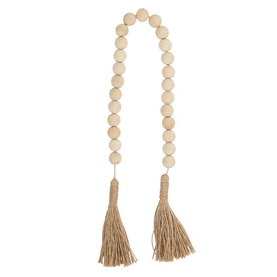 Wood Beads With Jute Tassle-Creative Brands-Blue Hand Home
