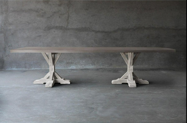 Long Concrete Top Dining Table - R Base-Organic Restoration-Blue Hand Home
