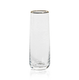 Negroni Hammered Stemless Flute w/ Gold Rim-Blue Hand Home