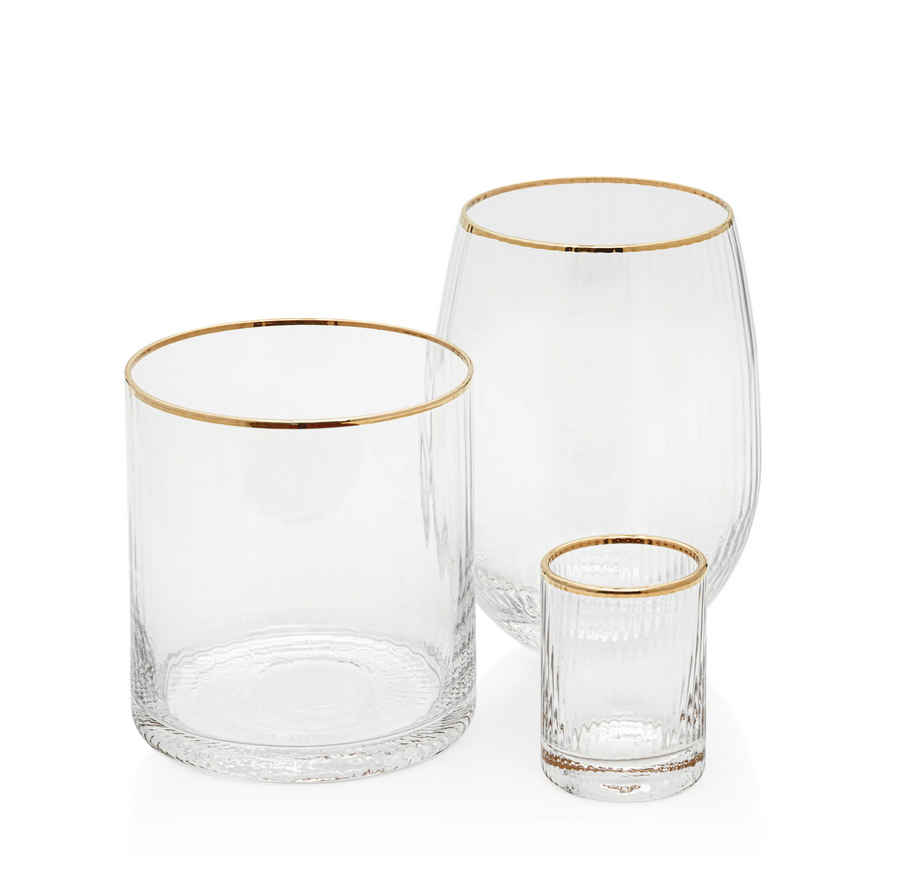 Optic Shot Glass with Gold Rim-Blue Hand Home