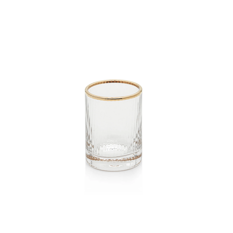 Optic Shot Glass with Gold Rim-Blue Hand Home