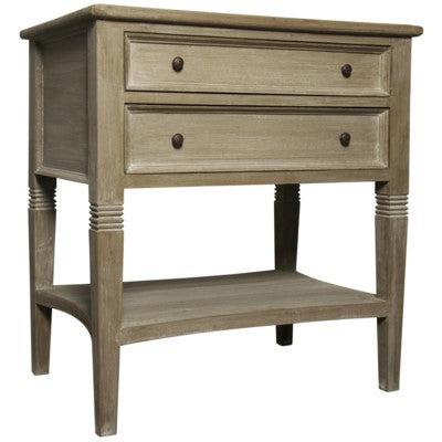 Oxford 2-Drawer Side Table, White Wash