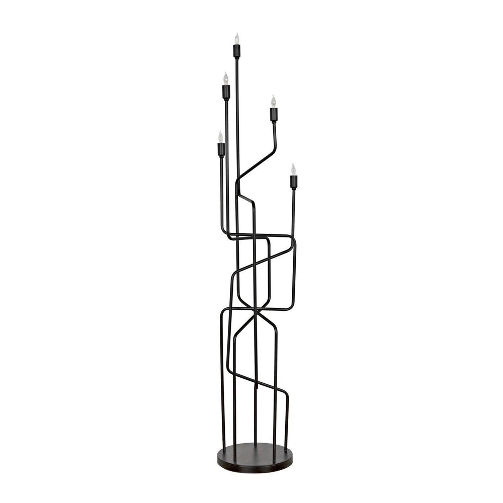 Noir Moriarty Floor Lamp, Black Metal-Noir Furniture-Blue Hand Home