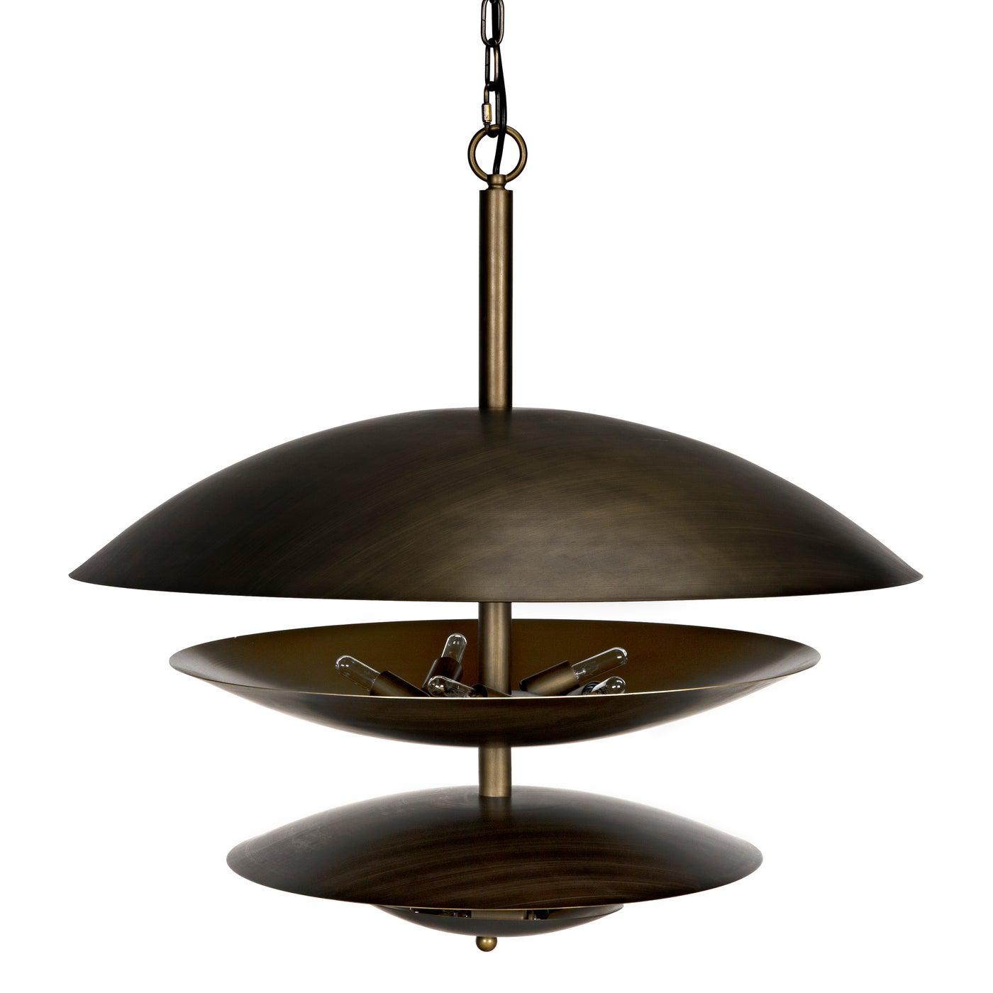 Noir Nora Chandelier, Metal with Aged Brass Finish-Noir Furniture-Blue Hand Home