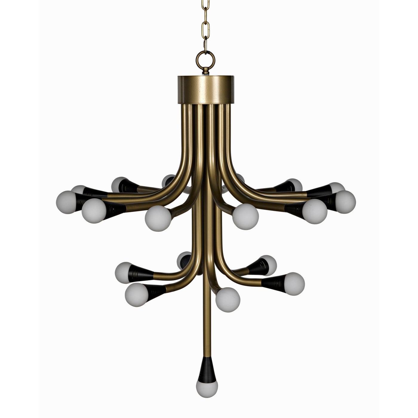 Noir Quinne Chandelier, Metal with Aged Brass Finish-Noir Furniture-Blue Hand Home