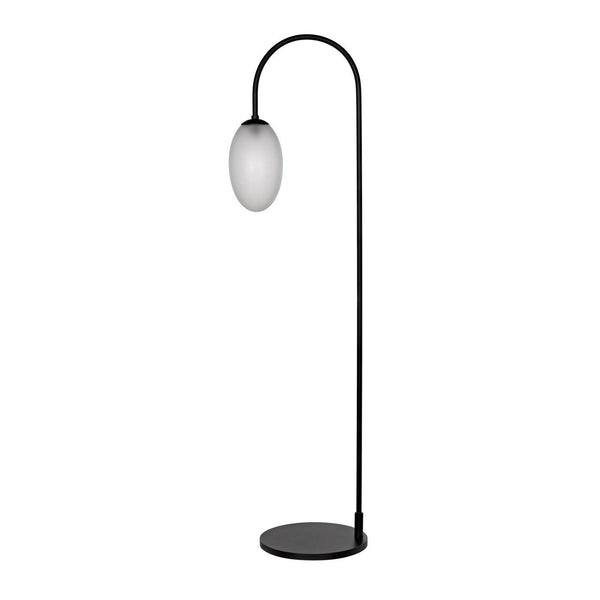 Swan Floor Lamp, Black Steel-Noir Furniture-Blue Hand Home