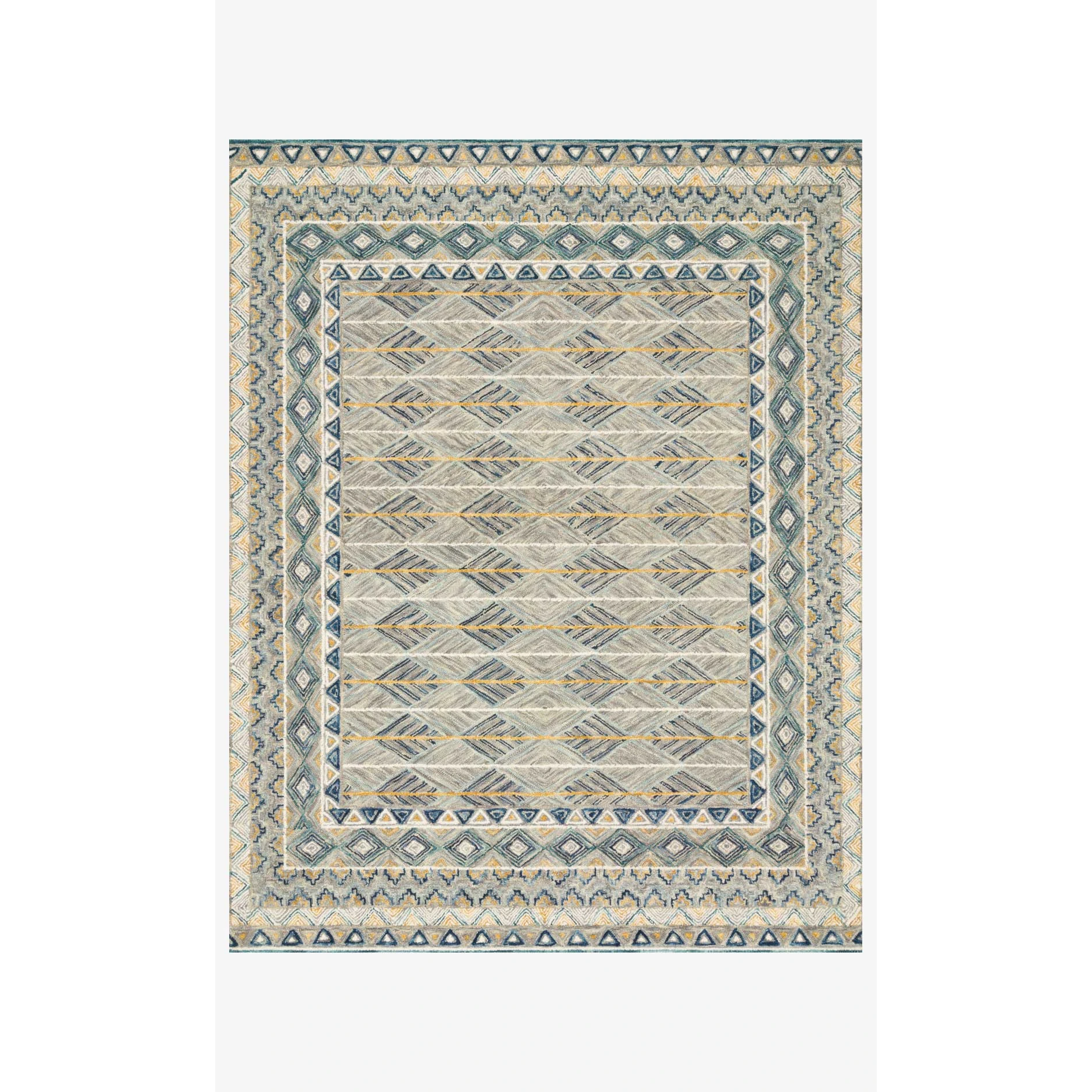 Justina Blakeney Rugs - Priti - PRT-02 GREY/LAGOON-Loloi Rugs-Blue Hand Home