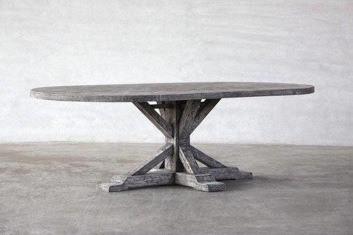 Reclaimed Elm Oval 96&quot; Dining Table - Rail Leg-Organic Restoration-Blue Hand Home