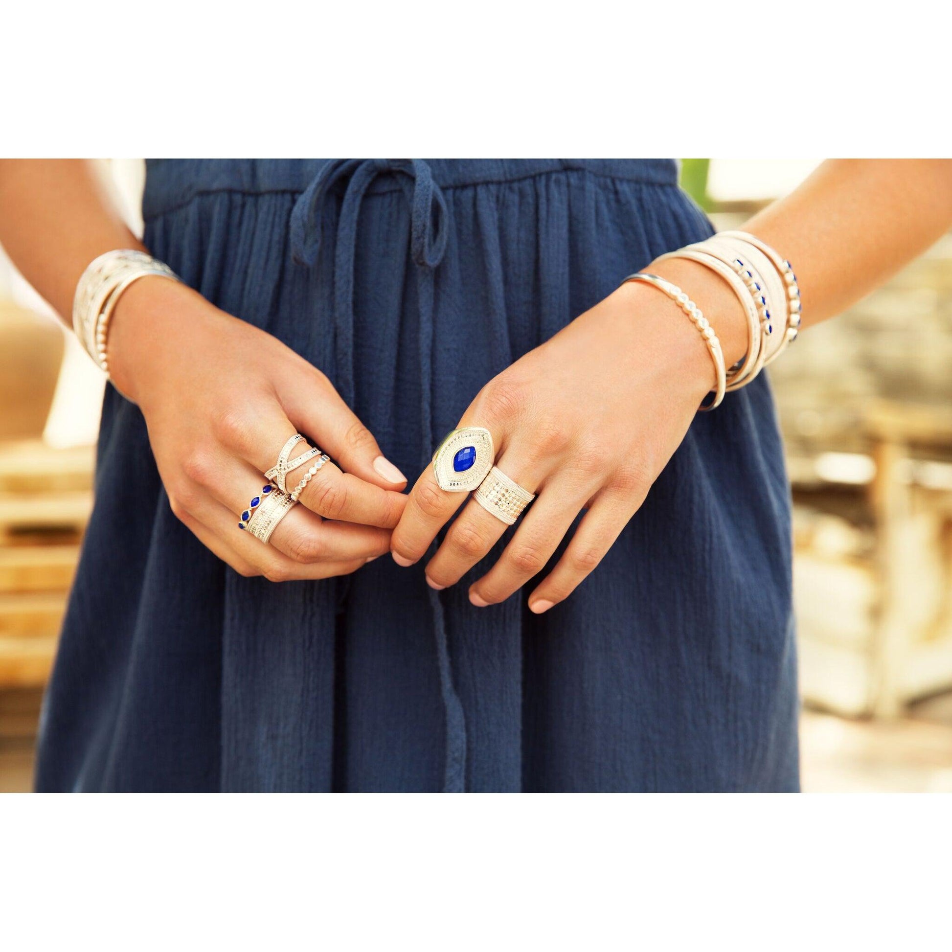 Anna Beck Lapis Multi Stone Cuff - Silver-Anna Beck Jewelry-Blue Hand Home