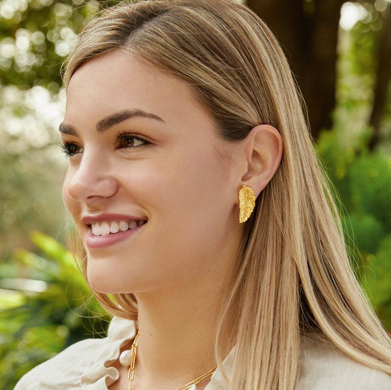 Gold Laurel Leaf Studs-Susan Shaw Jewelry-Blue Hand Home