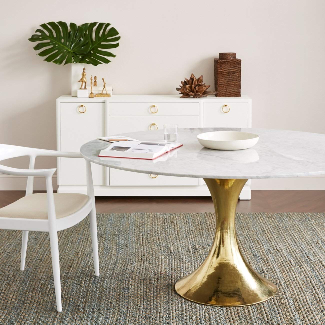 Villa & House - Stockholm 60" Carrera Dining Table Top (Base Sold Separately) In White-Bungalow 5-Blue Hand Home