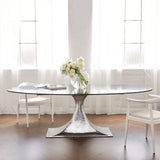 Villa & House - Stockholm Nickel Oval Dining Table Base (Pairs With 95" Top, Sold Separately) In Nickel-Bungalow 5-Blue Hand Home