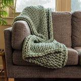 Chunky Knit Throw-American Heritage Textile-Blue Hand Home