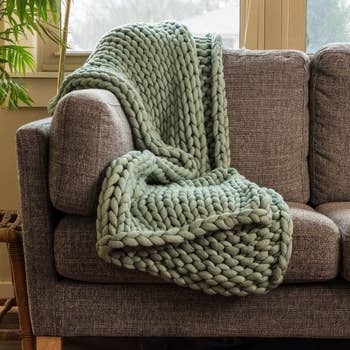 Chunky Knit Throw-American Heritage Textile-Blue Hand Home
